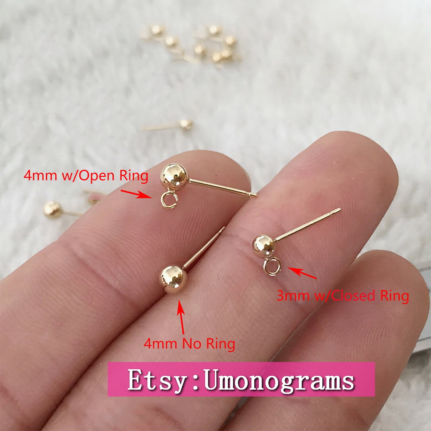 14K Yellow Gold Filled New Style Ball Post Earrings 0.66x9.2mm Etsy
