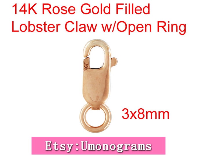 14k Rose Gold Filled Lobster Clasps – 4.8x9mm Oval Trigger With Closed Ring (2 Pieces)
