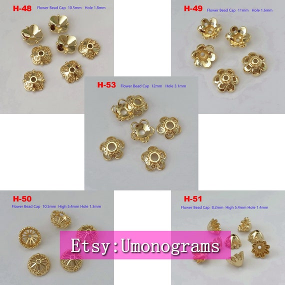 14K Solid Gold Flower Bead Caps 9.5mm for 10-12mm beads
