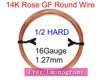 14K Rose Gold Filled Round Wire 16 Gauge .050" 1.27mm Half Hard 16ga Jewelry Making Wire Wholesale BULK DIY Findings 1/20 14kt RGF