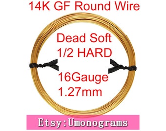 16 Gauge .050" 1.27mm Dead Soft / Half Hard Round Wire 14K Yellow Gold Filled Wholesale BULK DIY Jewelry Findings 1/20 14kt GF