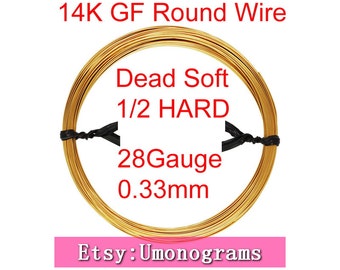 28 Gauge .013" 0.33mm Dead Soft / Half Hard Round Wire 14K Yellow Gold Filled Wholesale BULK DIY Jewelry Findings 1/20 14kt GF