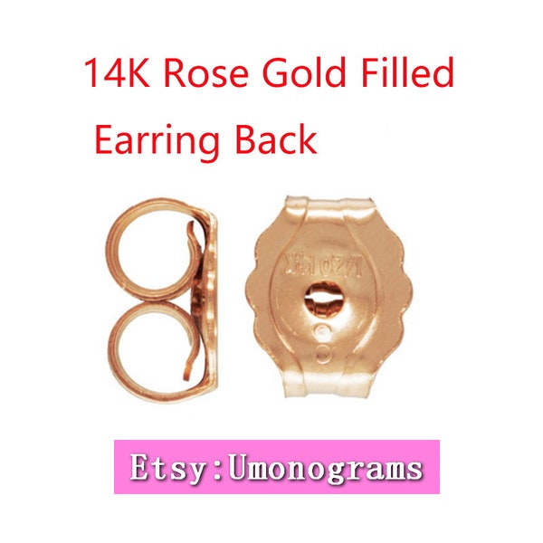 14K Rose Gold Filled Light Earring Back Ear Nuts Earring Components Wholesale BULK DIY Jewelry Findings 1/20 14kt RGF