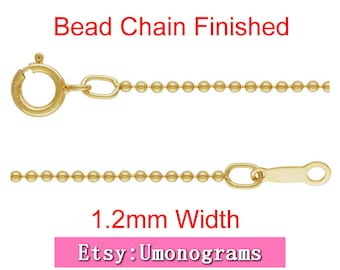 16 Inch/18 Inch/20 Inch 1.2mm Bead Chain Finished Necklace W/Spring Clasp 14K Yellow Gold Filled Wholesale DIY Jewelry Findings 1/20 14kt GF