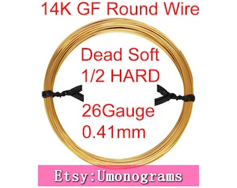 14K Gold  Filled Round Wire 26 Gauge .016" 0.41mm Dead Soft / Half Hard Wholesale BULK DIY Jewelry Findings 1/20 14kt GF