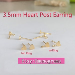 Puede incluir: Pendientes de corazón de oro de 3,5 mm. Los pendientes se muestran con y sin un aro de salto.