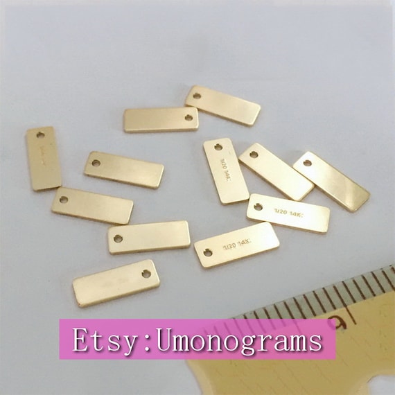 14K Yellow Gold Filled 3x8mm Rectangle Quality Tag 1/20 14K