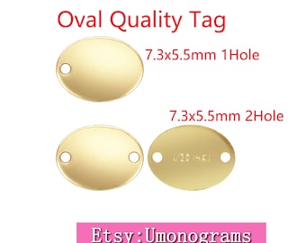 14K Gold Filled Oval Quality Tag 7.3x5.5mm 1/20 14K Stamped Blank Disk High Polished Wholesale BULK DIY Jewelry Findings 14kt Yellow GF