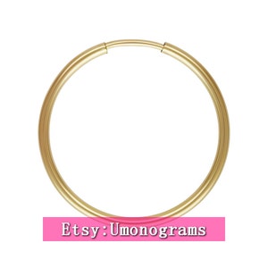 14K Yellow Gold Filled 1.25mm Endless Hoop Earring 9/12/14/16/20/24/30/38/50/65mm Round Loop Ear Components  Wholesale Jewelry 1/20 14kt GF