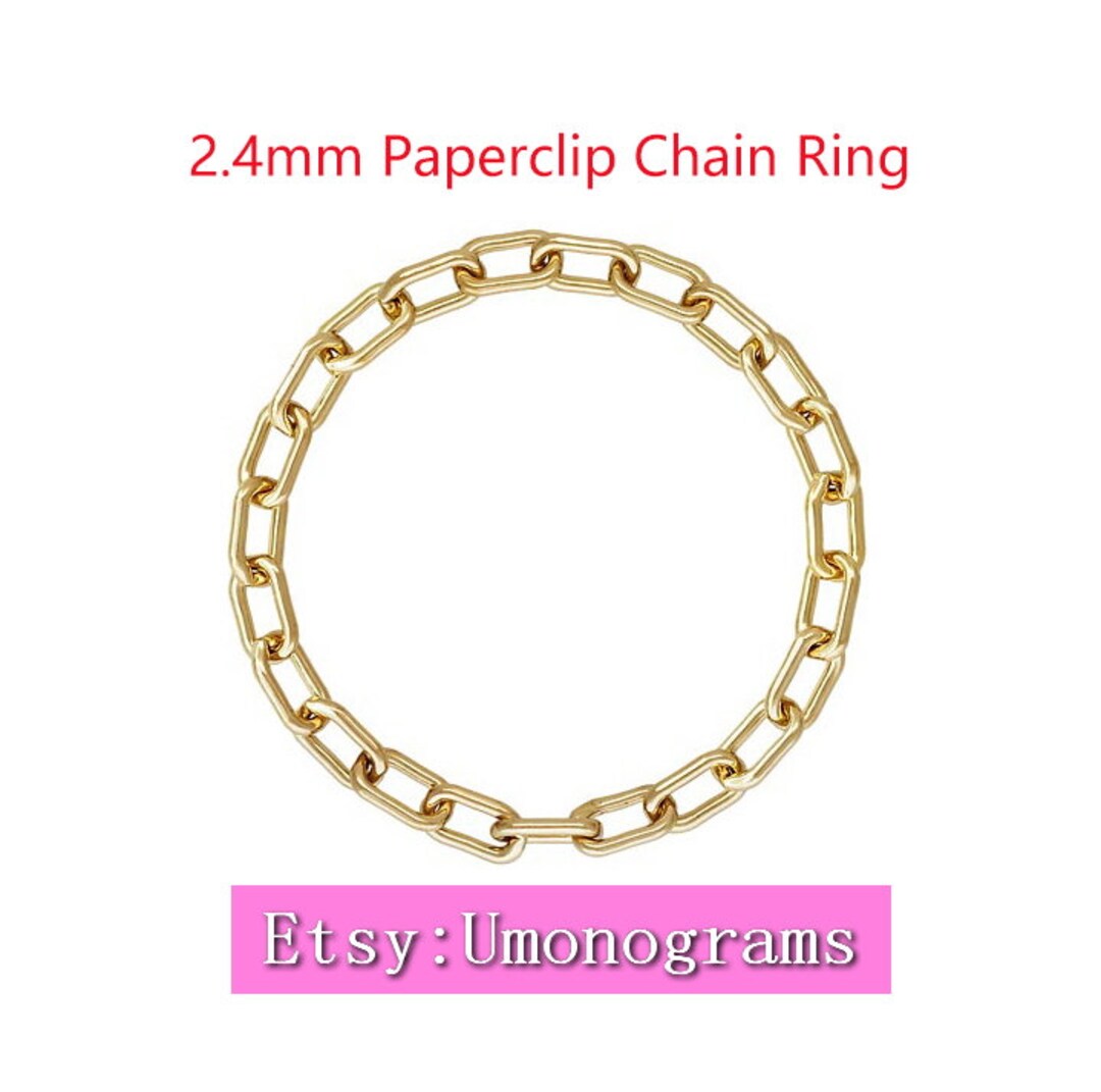 14K Yellow Gold Filled Paperclip Chain Ring Size Etsy