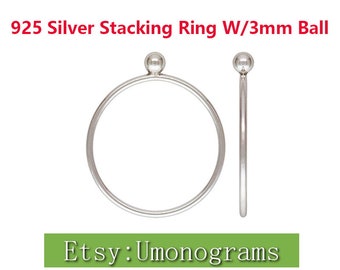 925 Sterling Silver Stacking Ring W/3mm Ball  Size 5/6/7/8,Made In USA, Wholesale BULK DIY Jewelry Findings