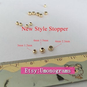 14K Gold Filled New Style Stopper Smart Bead 3-4mm Round Silicone Stopper Positioning Wholesale Jewelry Findings 1/20 14kt Yellow GF