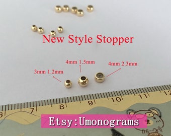 14K Gold Filled New Style Stopper Smart Bead 3-4mm Round Silicone Stopper Positioning Wholesale Jewelry Findings 1/20 14kt Yellow GF