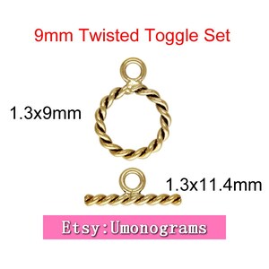 9mm Twisted Toggle Clasp Ring & Bar Set For Bracelet Hight Quality 14K Yellow Gold Filled Wholesale BULK DIY Jewelry Finddings 1/20 14kt GF