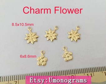 14K Gold Filled Flower Charm Shiny Nautical Drop Stamping Connector Pendant Wholesale BULK DIY Jewelry Findings 1/20 14kt GF