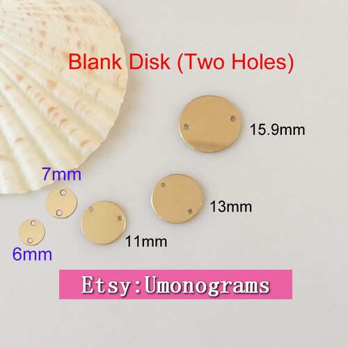 14K Gold Filled Disc Stamping Blank Charms W/two Holes Shiny Etsy