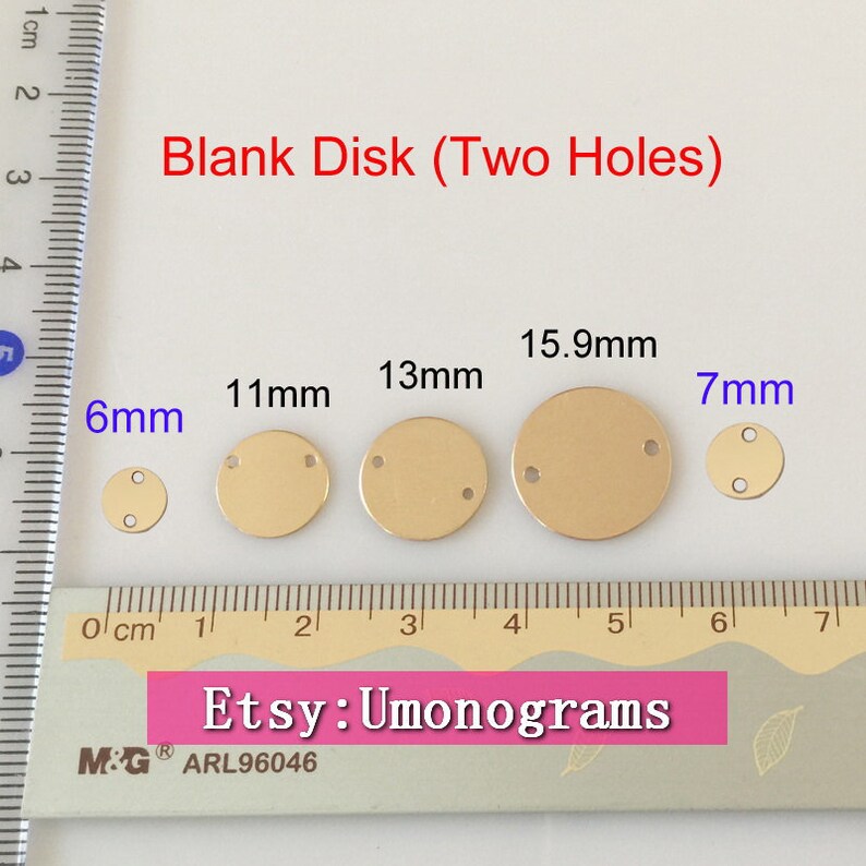 14K Gold Filled Disc Stamping Blank Charms W/two Holes Shiny Etsy
