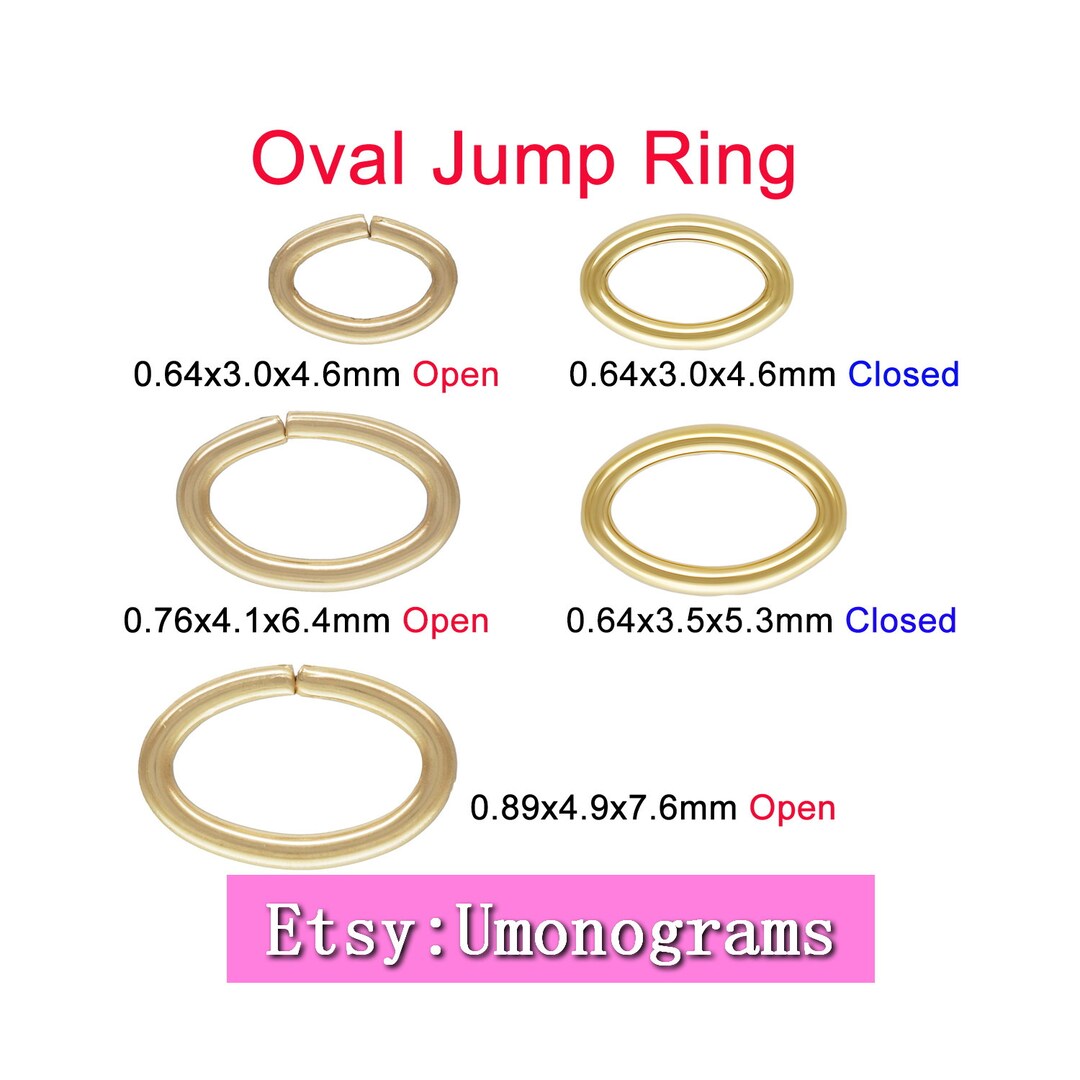 14K Yellow Gold Filled Oval Jump Rings Open Component and Closed