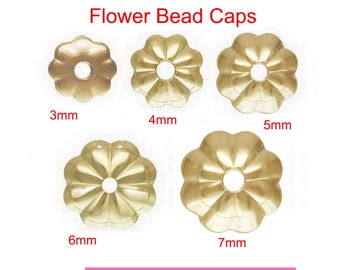 14K Yellow Gold Filled Flower Bead Cap 3/4/5/6/7mm Wholesale BULK DIY Jewelry Findings 1/20 14kt GF