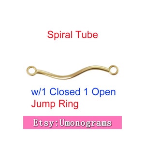 14K Gold Filled  Spiral Tube Beads 1x17.5mm Tube Beads w/1 Closed 1 Open Jump Ring Wholesale Bulk DIY Jewelry Findings 1/20 14kt GF