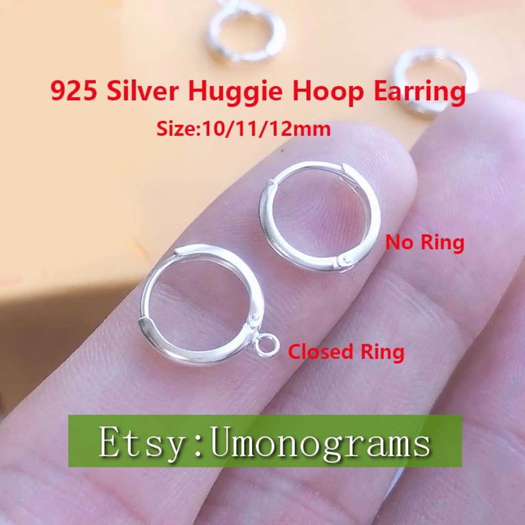 Orecchini a Cerchio Piccoli In Argento Sterling 925 Con Zirconia Cubica, Piccoli Orecchini a Cerchio Per Donne e Ragazze Con Diamante Nero Rotondo Cz Huggie Hoops 8 Mm