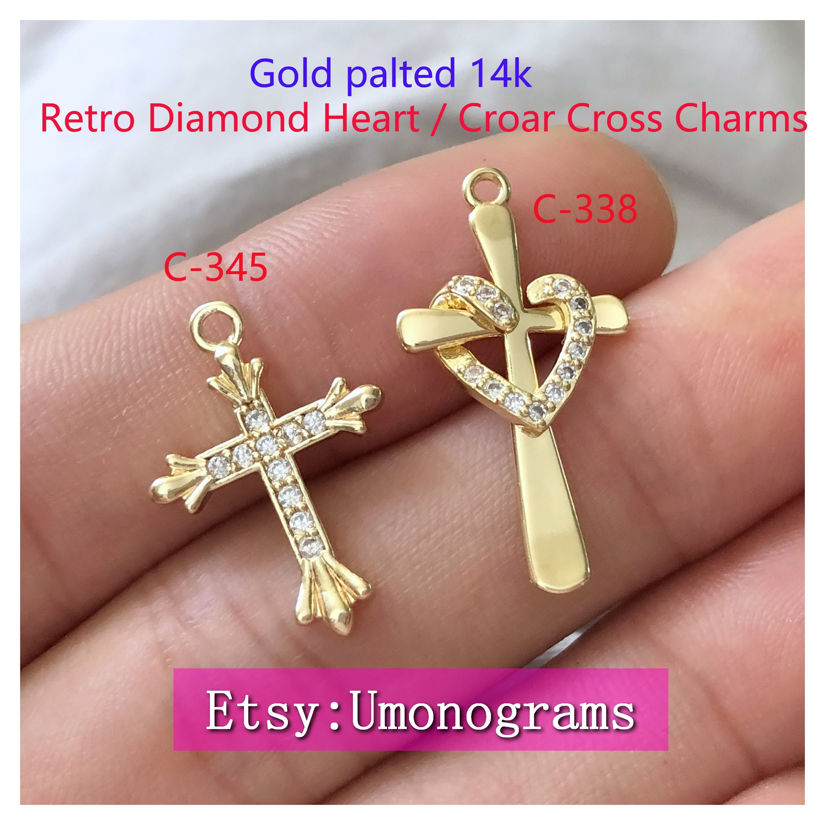 14k Gold Cross Charm 