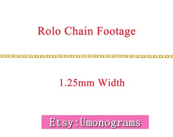 14K Gold Filled Rolo Chain 1.25mm Width Footage Unfinished Rolo Chains by Foot Strong Wholesale BULK DIY Jewelry Findings 1/20 14kt GF