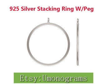 925 Sterling Silver Stacking Ring W/Peg Size 5/6/7/8,Made In USA, Wholesale BULK DIY Jewelry Findings