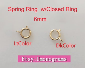 6mm Spring Rings With Closed Ring Quality Strong Italy Clasps 14K Yellow Gold Filled Wholesale BULK DIY Jewelry Findings 1/20 14kt GF