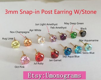 14K Yellow Gold Filled 3mm Snap-in 0.7x9.5mm Post Earring 3A