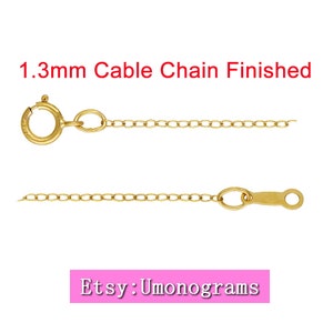 14K Gold Filled 16 Inch/18 Inch 1.3mm Cable Chain Finished Necklace W/Spring Clasp Wholesale BULK Findings 14kt Yellow GF