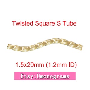 14K Gold Filled S Tube 1.5x20mm Twisted Square 1.2mm Hole Wholesale Bulk DIY Jewelry Findings 1/20 14kt GF