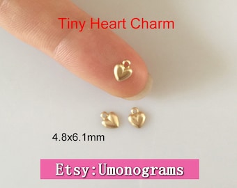 14K Gold Filled Tiny Heart Charms Shiny Hollow Back Drop Stamping Connector Pendant Wholesale BULK DIY Jewelry Findings 1/20 14kt GF