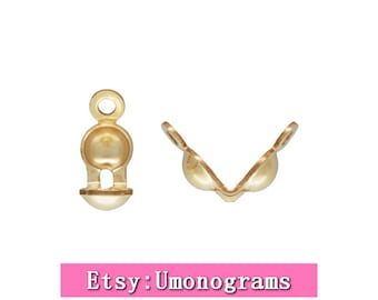 0,036&quot; Loch Clamshell Perle Spitze W/2 Ringe Knoten Ende Abdeckung Clam Muschel 14 K Gelbgold gefüllt Großhandel BULK DIY Schmuckzubehör 1/20 14 k GF