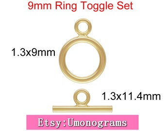 9mm Toggle Clasp Ring & Bar Set For Bracelet Hight Quality Strong 14K Yellow Gold Filled Wholesale BULK DIY Jewelry Findings 1/20 14kt GF