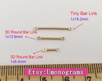 14K Gold Filled 3D Round Bar Link / Tiny Bar Link Shaped Wholesale BULK DIY Jewelry Findings 1/20 14kt GF
