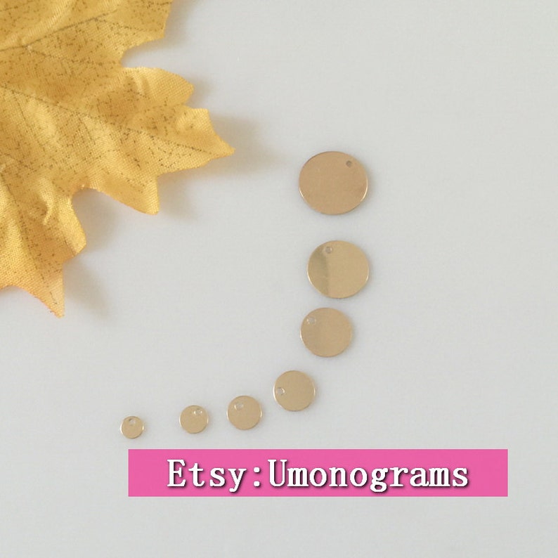14K Gold Filled Disc Blank Charms Round Tag One Hole Shiny Etsy Canada