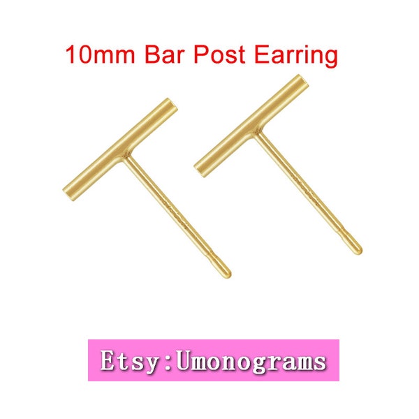14K Yellow Gold Filled  6/10mm Bar Post Earring T Bar Earrings Wholesale BULK DIY Jewelry Findings 1/20 14kt GF