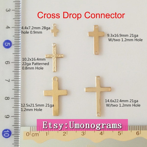 14K Gold Filled Cross Charms Plain Patterned Religious Cross Connector Pendant Wholesale BULK DIY Jewelry Findings 1/20 14kt Yellow GF