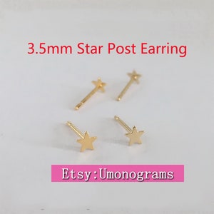 14K Yellow Gold Filled 3.5mm Star Post Earrings Ear Stud Wholesale Bulk DIY Jewelry Findings 1/20 14kt GF