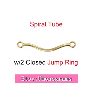 14K Gold Filled  Spiral Tube Beads 1x17.5mm Tube Beads w/2 Closed Jump Rings Wholesale Bulk DIY Jewelry Findings 1/20 14kt GF