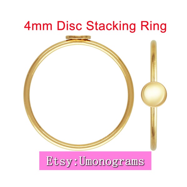 14K Yellow Gold Filled 4mm Disc Stacking Ring Size 5/6/7/8 Wholesale DIY Jewelry Findings 1/20 14kt GF