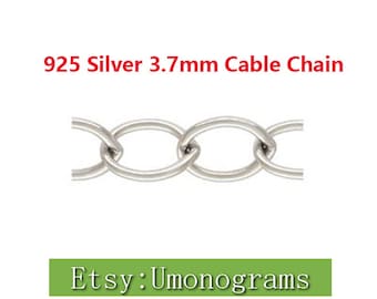 925 sterling zilver 3,7 mm kabelketting beeldmateriaal onvoltooide kettingen te voet groothandel BULK DIY sieraden bevindingen gemaakt in de VS