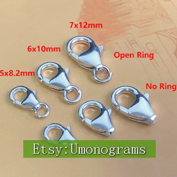 925 Sterling Silver Trigger Clasp, Heart Shaped Closed Rings, Made