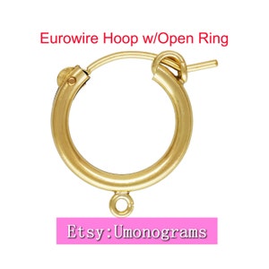 Peut inclure: Boucle d'oreille en fil de fer Euro dorée avec un anneau ouvert. La boucle est fermée par un fermoir à charnière. Etsy : Umonograms.