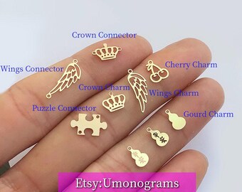 14K Yellow Gold Filled Gourd/crown/wings/puzzle/cherry Charm