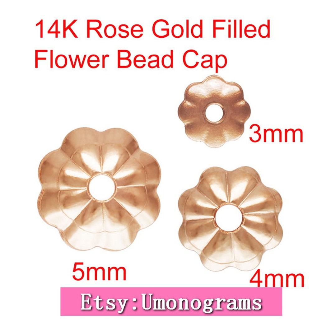 Bud Caps For Roses 14K Rose Gold Filled Flower Bead Caps 3/4/5mm Venta al por mayor BULK ...