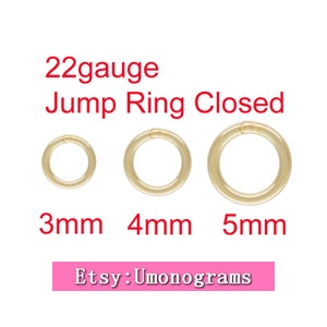 3mm,4mm,5mm Outside Diameter Soldered Closed Jump Rings 22 gauge 0.64mm 14K Yellow Gold Filled Wholesale DIY Jewelry Findings 1/20 14kt GF