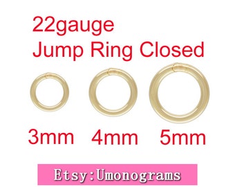 3mm,4mm,5mm Outside Diameter Soldered Closed Jump Rings 22 gauge 0.64mm 14K Yellow Gold Filled Wholesale DIY Jewelry Findings 1/20 14kt GF