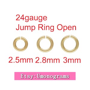 2.3mm,2.5mm,2.8mm,3mm Outside Diameter Open Jump Rings 24 gauge 0.50mm 14K Yellow Gold Filled Wholesale DIY Jewelry Findings 1/20 14kt GF